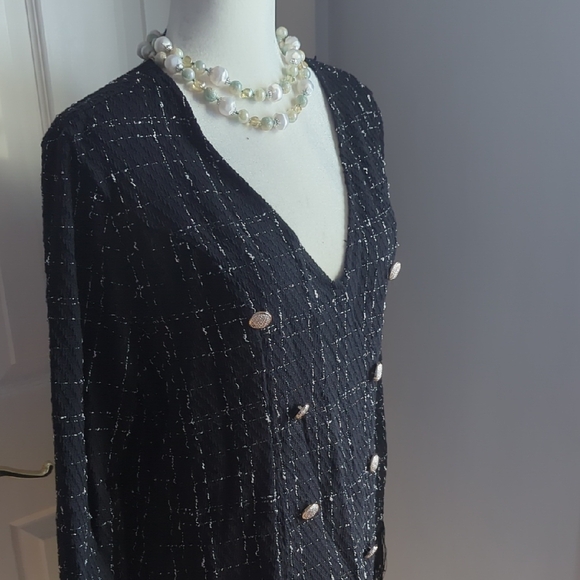 SHEIN Elegant Black and White Tweed Midi Dress - Picture 5 of 12